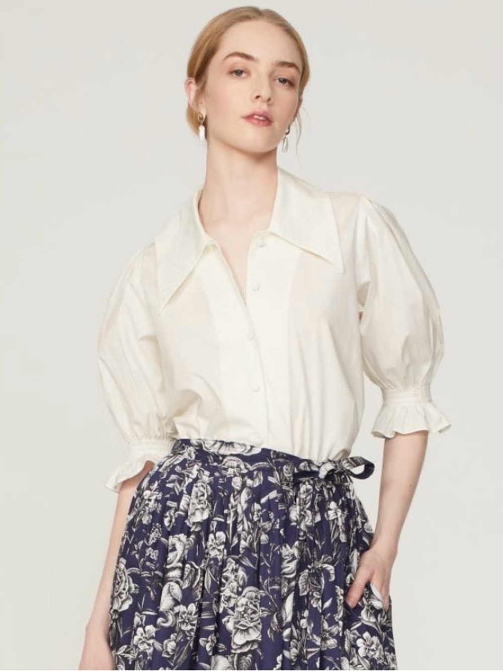 Adam Lippes x RTR Oversized Puff-Sleeve Blouse - Picture 2 of 6